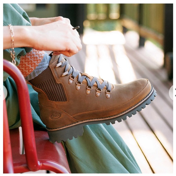 Chaco Fields Lace Waterproof Boots- Maple Brown, W7 - Picture 2 of 7